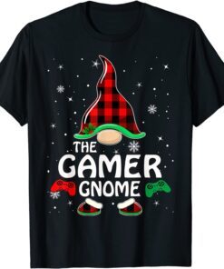 Gamer Gnome Buffalo Plaid Matching Family Christmas Pajama T-Shirt