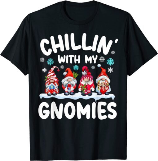 Gnome Christmas Pajama Family Chillin With My Gnomies Tee Shirt