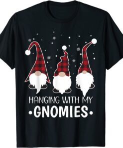 Hanging With My Gnomies Buffalo Plaid Christmas Pajama Tee Shirts