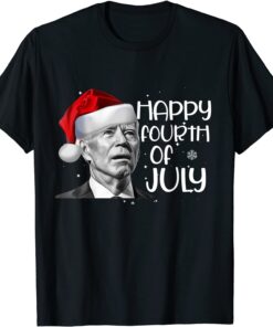 Happy 4th Of July Santa Hat Joe Biden Ugly Christmas Sweater Tee Shirt