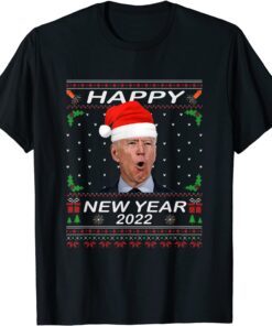 Happy New Year 2022 Santa Joe Biden Merry Uh Uh Christmas Tee Shirt
