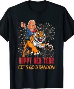 Happy New Year Let's Go Brandon Meme Tiger Anti Biden Tee Shirt