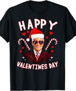 Happy Valentines Day Joe Biden Santa Heart Couple Tee Shirt
