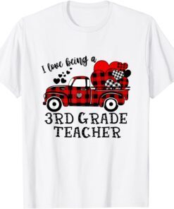 I Love Being A 3rd Grade Teacher Flannel Valentine's Day Tee Shirt