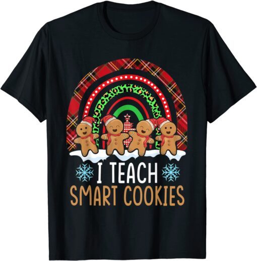 I Teach Smart Cookies Rainbow Boho Christmas Teacher Student Tee Shirt