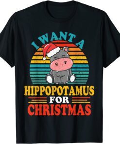 I Want A Hippopotamus For Christmas Hippo Pajamas Xmas Tee Shirt