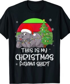 I Want A Hippopotamus For Christmas Hippo Pajamas Xmas Tree Tee Shirt