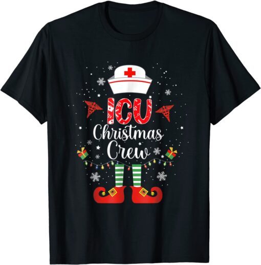 ICU Christmas Nurse Crew Family Group Nursing Xmas Pajama Tee Shirt