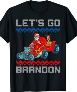 Let's Go Brandon Santa Reindeer Ugly Christmas Sweater Tee Shirt