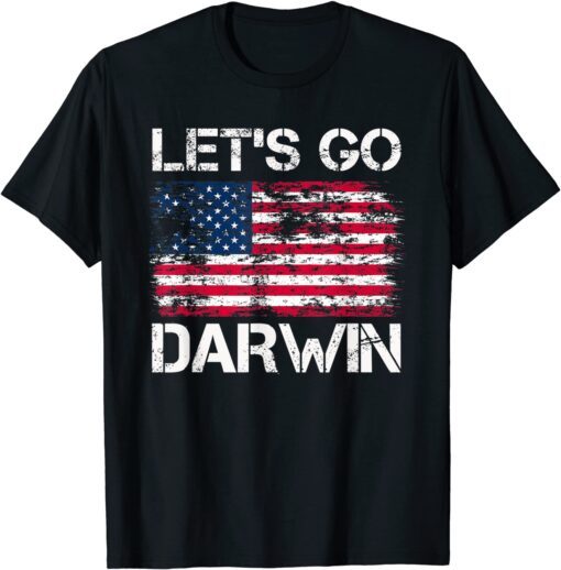 Lets Go Darwin US Flag Vintage Tee Shirt