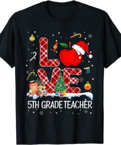 Love 5th Grade Teacher Student Pajama Christmas Holiday Tee Shirt