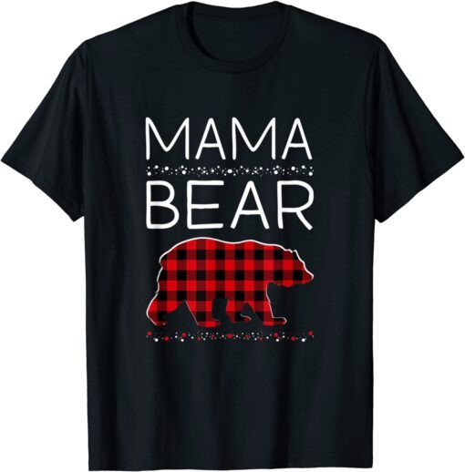 Mama Bear Christmas Pajamas Matching Family Plaid T-Shirt