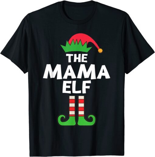 Mama Elf Matching Family Christmas Party Pajama Tee Shirt