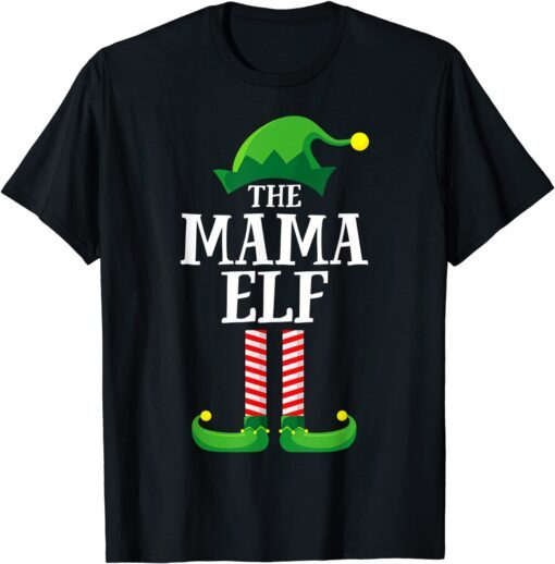 Mama Elf Matching Family Group Christmas Party Pajama Tee Shirt