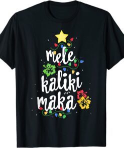 Mele kalikimaka Christmas Hawaiian Apparel Santa Tee Shirt