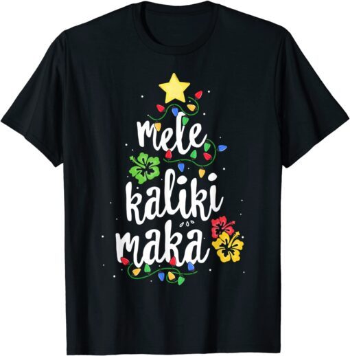 Mele kalikimaka Christmas Hawaiian Apparel Santa Tee Shirt