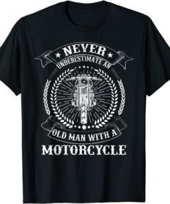 Mens Vintage Never Underestimate An Old Man With A Motorcycle Tee Shirt