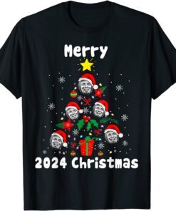 Merry 2024 Christmas with Donald Trump Santa Hat Tee Shirt