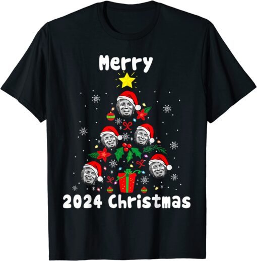 Merry 2024 Christmas with Donald Trump Santa Hat Tee Shirt