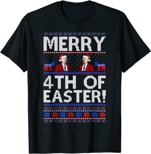 Product name Merry 4th Of Easter Joe Biden Christmas Ugly X-mas Tee Shirt