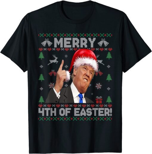 Merry 4th Of Easter Let's Go Branson Brandon Ugly Xmas Trump Tee Shirt