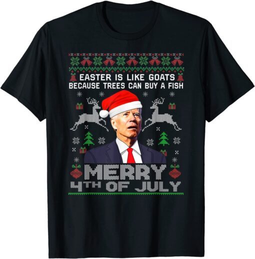 Merry 4th Of July Biden Ugly Christmas Tee Shirt