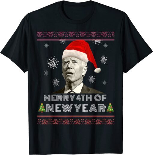 Merry 4th Of New Year Joe Biden Christmas Ugly Sweater T-Shirt