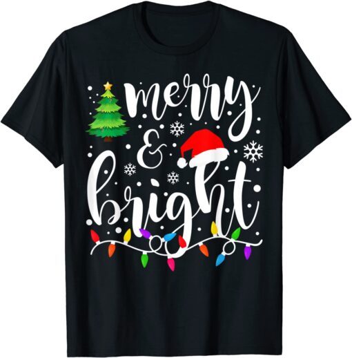 Merry And Bright Christmas Lights Family Christmas Tee Shirt