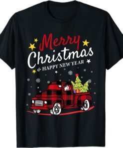 Merry Christmas Buffalo Truck Snowman Tree Red Plaid Xmas T-Shirt