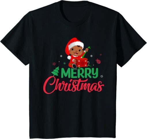 Merry Christmas Cute Santa African American Tee Shirt