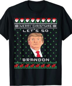 Merry Christmas Let's Go Brandon Trump Ugly X-mas Tee Shirt