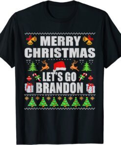 Merry Christmas Let's go Branson Brandon Anti Biden Ugly Tee Shirt