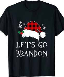 Merry Christmas Let's go Branson Brandon Red Plaid Santa Hat Tee Shirt