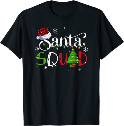 Merry Christmas Light Santa Squad Family Matching Pajama Tee Shirt