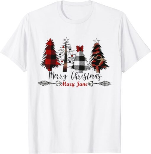 Merry Christmas Plaid Leopard Buffalo Christmas Tree Tee Shirt