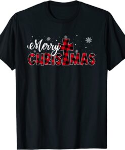 Merry Christmas Shirt Christians Buffalo Plaid Pajamas T-Shirt