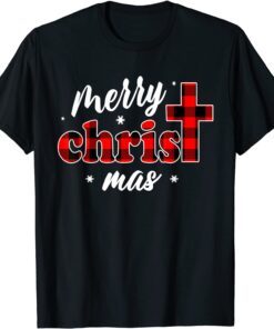 Merry Christmas Christians Buffalo Plaid Pajamas Tee Shirt