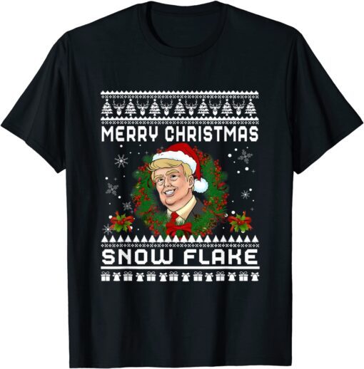 Merry Christmas Snow Face Santa Trump Ugly Xmas Sweater Tee Shirt