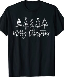 Merry Christmas Tree Heart Doodle Drawing Christmas Costume Tee Shirt