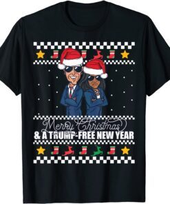 Merry Christmas & Trump-Free New Year Ugly Christmas Tee Shirt