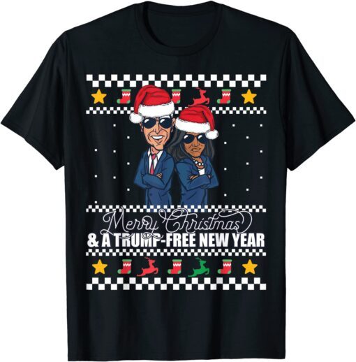 Merry Christmas & Trump-Free New Year Ugly Christmas Tee Shirt