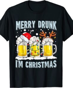 Merry Drunk I’m Christmas Merry Xmas Reinbeer Colorful Light Tee Shirt