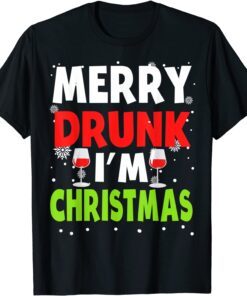 Merry Drunk I'm Christmas Naughty Drinking Tee Shirt