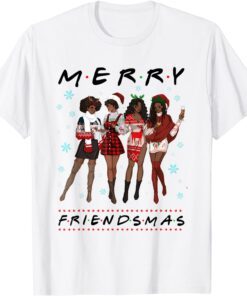 Merry Friendsmas Black Girl Friends Christmas Matching Group Tee Shirt