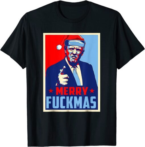 Merry Fuckmas Trump Poster Anti Biden Xmas Tee Shirt