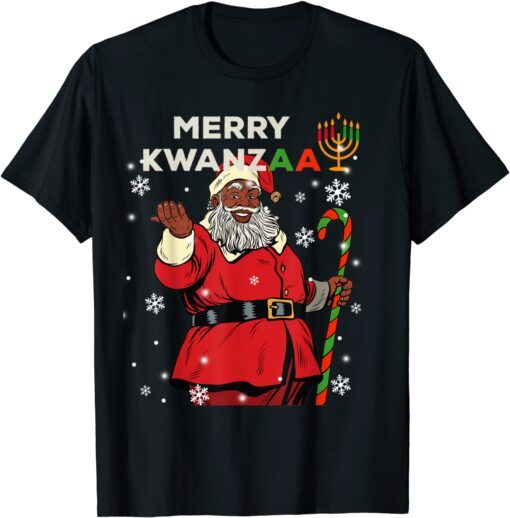 Merry Kwanzaa Santa Claus Black Christmas African American Tee Shirt