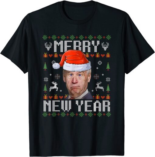 Merry New Year Ugly Joe Biden Christmas Sweater Tee Shirt