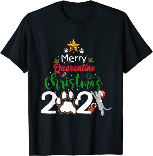 Merry Quarantine cat Family Christmas 2021 Tee Shirt
