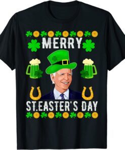 Merry St.4th Of Easter Biden Leprechaun Hat Patricks Tee Shirt