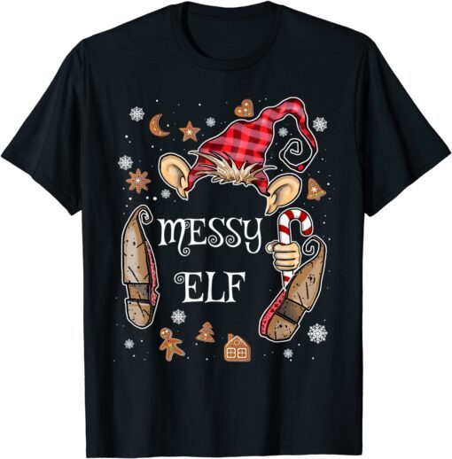 Messy Elf Family Christmas Matching Squad Tee Shirt